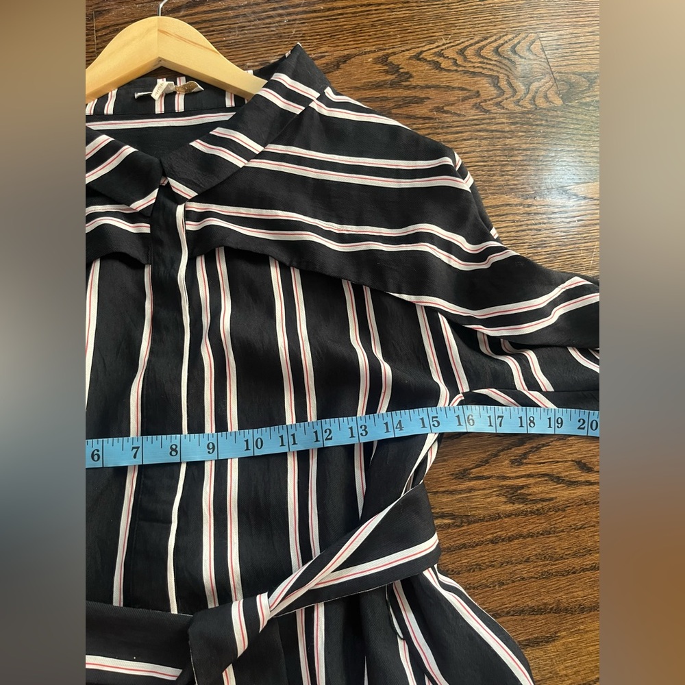 Maje Women's Black Raji Striped Shirt Dress Sz. 2 Dolman sleeves - Picture 9 of 9